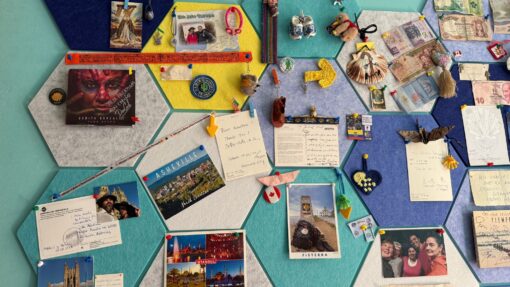 Collage made out of pilgrims memories at Villa Palatina.